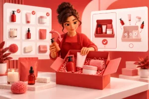 Merchant selecting complementary products for a cohesive Shopify starter kit