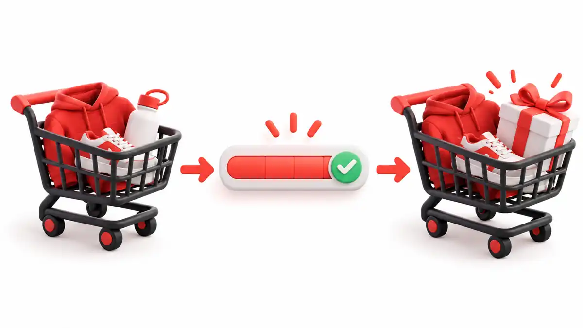 A Shopify product bundle reaches its purchase threshold and unlocks a free gift