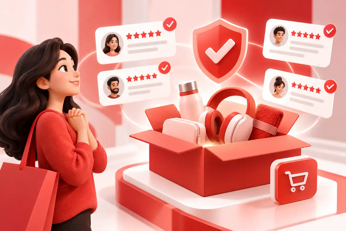 Customer building trust in a Shopify product bundle through verified reviews